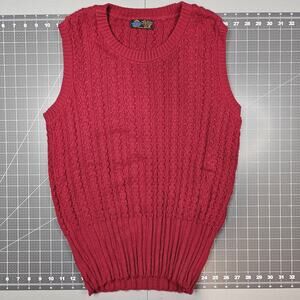 Vintage Sears Sweater Vest Mens Small 36 Red Cable Knit 60s Put On Shop Acrylic
